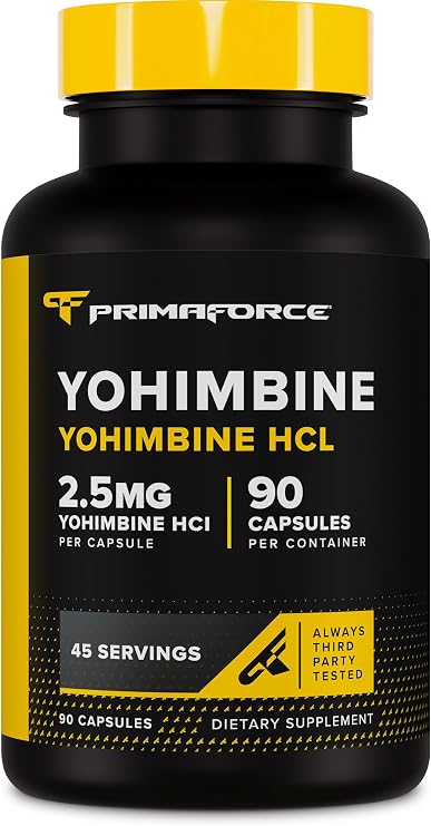 Primaforce Yohimbine HCl 2.5mg, 90 Capsules, Gluten-Free Supplement | GMO-Free