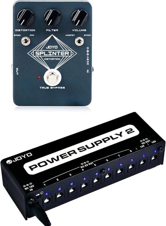JOYO Distortion Guitar Effect Pedal (JF-21) Bundle With JOYO Guitar Pedal Power Supply (JP-02)