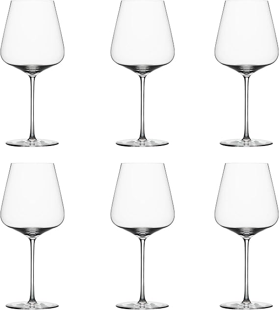 Zalto Bordeaux Glass Austrian Craftsmanship, Hand-Blown by Master Artisans in Europe Lead-Free Crystal Stemware for Full-Bodied Red Wines 9.1 Tall, 4.3 Wide Bowl Gift Set of 6 Glasses