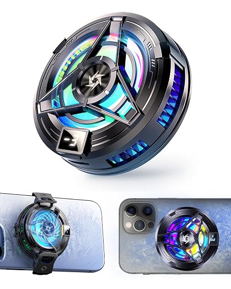 Magnetic Cell Phone Cooler, RGB Phone Cooling Fan Portable Lightweight Mobile Phone Cooling Fan, Phone Radiator with Larger Cooling Area for Mobile Gaming Tiktok Live Streaming