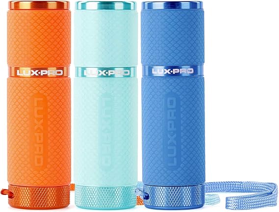 LUX-PRO LP395 Gels Glow in Dark 9 LED Flashlight (Orange, Blue, Teal)