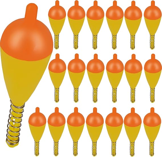 QualyQualy Fishing Float Bobbers 20PCS Hard ABS Floats Spring Bobbers with Oval Fishing Bobbers Set for Crappie Panfish Walleyes Fixed Bobbers