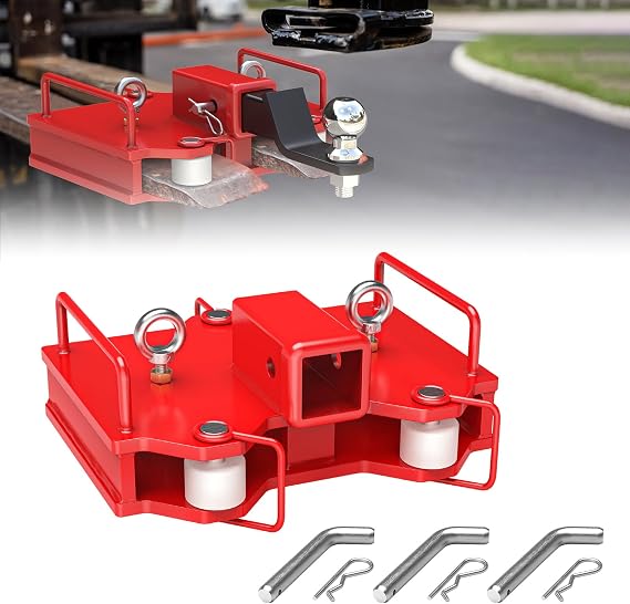 Clamp on Forklift Trailer Hitch Attachment, Fit 2-inch Insert Forklift Trailer Hitch Receiver, Universal Forklift Ball Hitch Mount for Dual Pallet Forks Trailer Towing Adapter 6500lbs Capacity | Universal Forklift Ball Hitch Mount for Dual Pallet Forks Trailer Towing Adapter with 6500lbs Capacity, Red