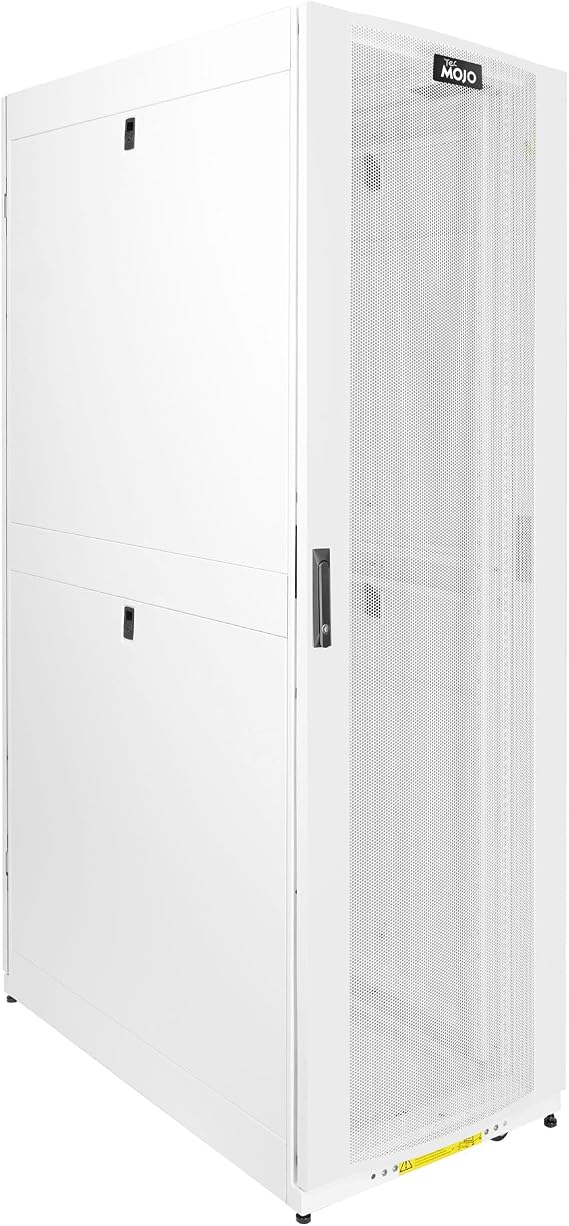 Tecmojo 42U Server Rack Cabinet - Fully Assembled 24inch Width 48inch Depth IT Network Equipment Cabinet Rack Enclosure with Casters - 3000lbs Weight Capacity(06White)