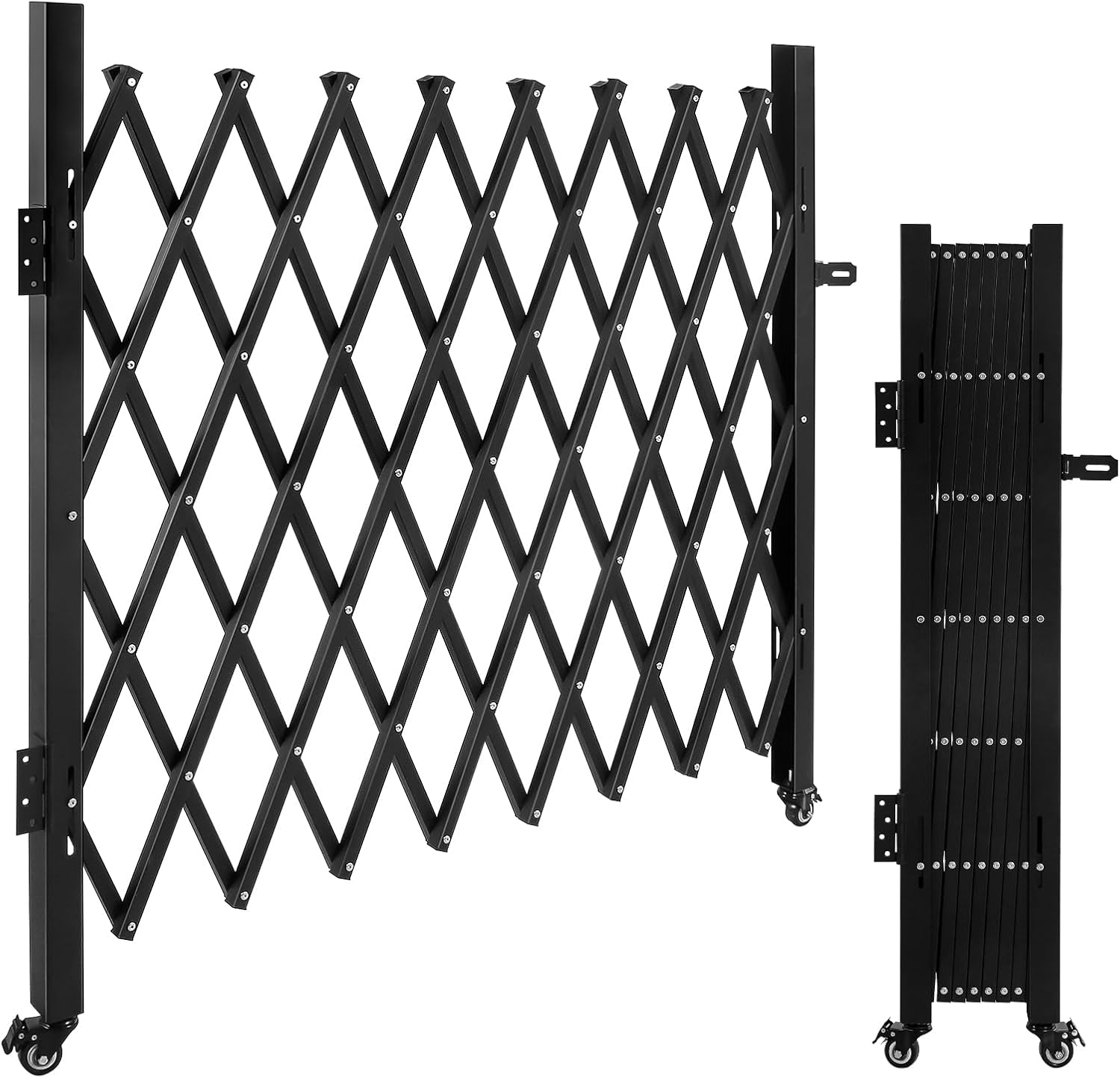Expandable Garden Fence, Portable Barricade Gate with Casters, Flexible Fence Mobile Barricade Safety Barrier, Fence Gate Adjustable 70.87W47.24H