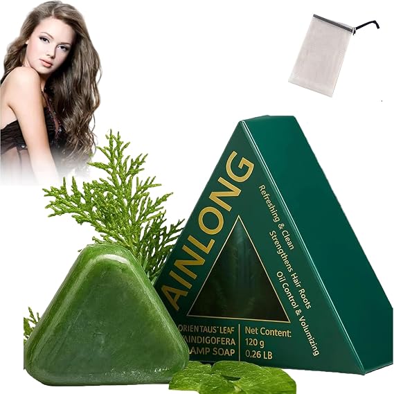 Nature Triangle Shampoo Bar, Nature Seven Green Soap Shampoo, Usman Grass Natural Herbal Shampoo Bar for Thickening, Strengthening & Healthy Hair Care (1PC)