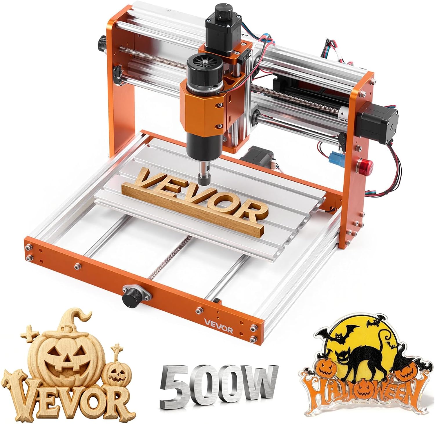 VEVOR CNC-Fräsmaschine 500-W-Spindel 3-Achsen-Graviermaschine Arbeitsbereich 300x180x80 mm Offline-Steuerung Endschalter Not-Aus zum Schnitzen & Schneiden von Holz Acryl & Kunststoff.