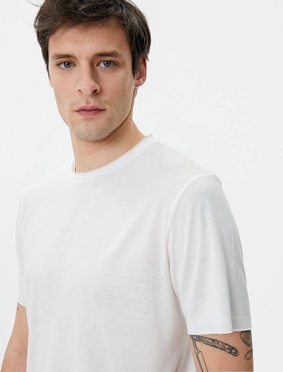 Basic T-Shirt Bicycle Collar Short Sleeve Viscose Blend