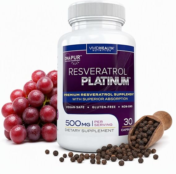 Resveratrol Platinum 500mg Resveratrol Supplement, 250mg Trans-Resveratrol
