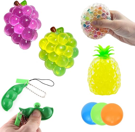 Squishy Ball 8 Pieces Squishy Beans Set Push Pop Lucky Bag Stress Relief Toy Squeezable Decompression Toy Educational Squishy Set Release Fun Prizes Cute Hit Low Rebound Funny Present Random