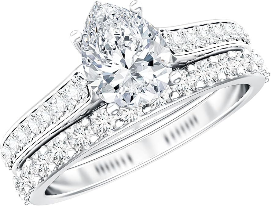 Certified 1 Carat Teardrop Moissanite Bridal Ring Set, D-Vs1 Quality