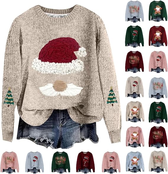 Ugly Christmas Sweater for Women Funny Sweatshirts Womens Vintage Holiday Cozy Fisherman Sweaters Plus Size 2025 Boat Neck Xmas Sweatshirt Diana Princess,ofertas del Dia de hoy relampago