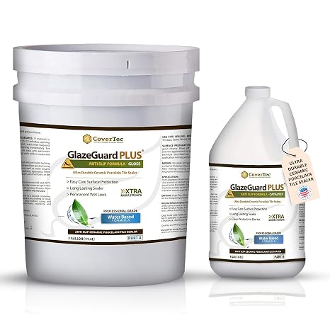 CoverTec GlazeGuard Plus Anti Slip Floor Coating and Treatment for Ceramic, Porcelain and More -4 gal Kit.