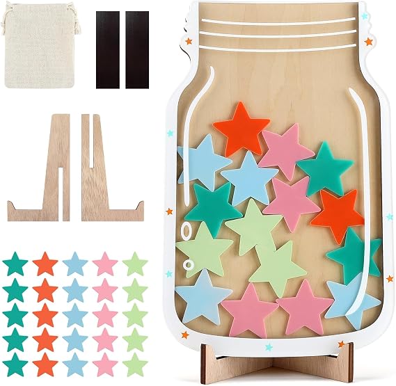 Reward Jar Magnetic, gliship Star Jar Reward System Magnetic Reward Jar for Classroom Board, Reward Jars for Kids Students for Classroom Home Behavior Management Tools Personalized Incentive