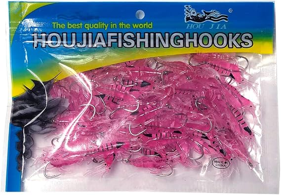 Wild.life Trout Bass Crappie Scented Micro Grass Shrimp Lures Bait (Pink with Hook)