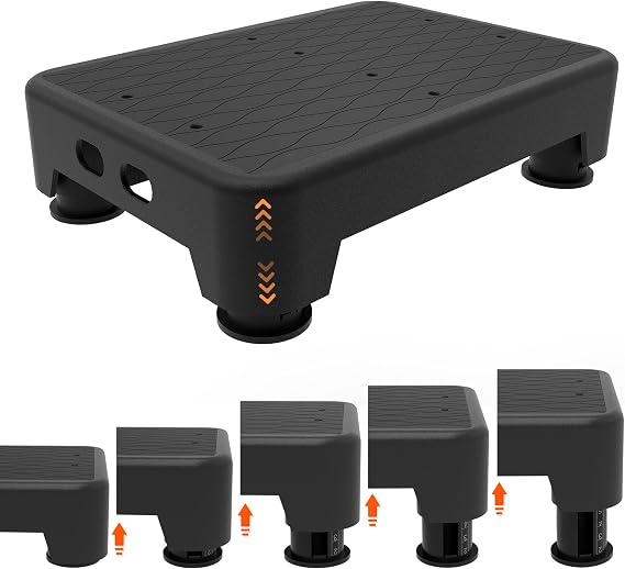 5-Level Adjustable Step Stool, 700 LBS Capacity Safety Bed Step for Seniors, Exercise Setp Platform, Portable Stair Assist for Elderly, Wide Step up for Kitchen, Car, Bedside & Shower, Black