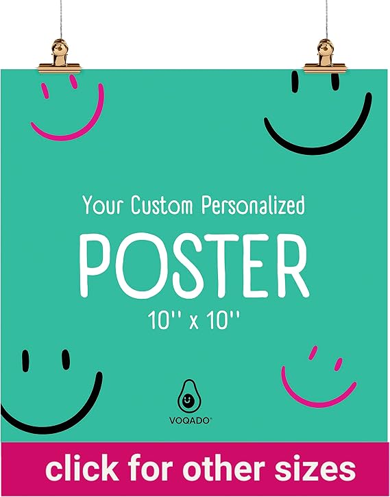 Voqado Custom Personalized Photo to Poster Printing (Upload Your Image/Photo) Wall Art Custom Canvas Poster with your Own Design (Made in the USA) (10x10 IN)