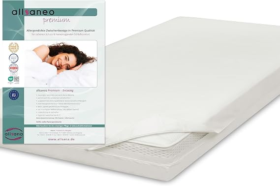 allsaneo Premium Allergiker Matratzenbezug 140x200x20 cm Allergie Bezug extra weich und leicht Anti Milben Encasing Milbenschutz allergendichter Zwischenbezug Hohenstein Zertifiziert