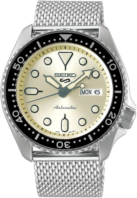 Seiko 5 Sports SRPE75K1 Automatic Mechanical Watch, Men's, Seiko Five Sports, Suits Style, Suit Style, Light Yellow, Bracelet Type