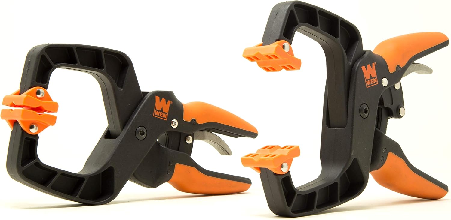 WEN CLH226 Quick-Release Ratcheting Hand Clamps with 2-Inch Jaw Opening and 2-Inch Throat, 2 Pack, Black
