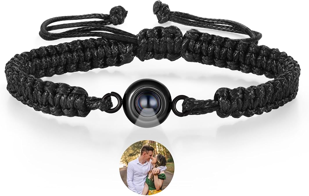 JewelOra Custom Photo Bracelets for Women, Personalized Photo Projection Bracelets for Women/Men, Custom Bracelets with Picture Inside, Memorial Gifts for Couples/Friends