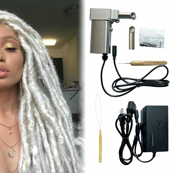 Portable Automatic Dreadlocks Machine, Instant Dreadlock Machine for Electric Handheld Dreadlock Maker Crochet Machine, Quick and Easy DIY Dreadlocks Braiding Hair Extensions