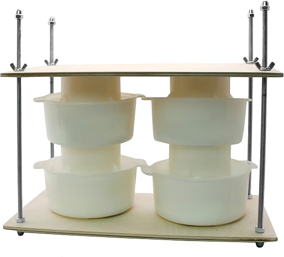 PetriStor Wooden Cheese Press for Making Supplies - 16in Metal Guides, 13in Mold With Follower Piston, 1.3Qt - Ultimate Home Cheese Press - Prensa Para Queso