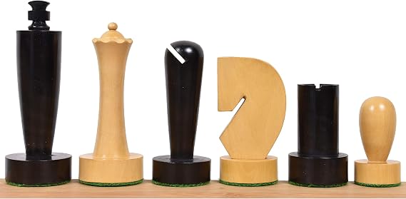 RoyalChessMall-3.9" Berliner Modern Minimalist Chess Pieces Only Set- Weighted Ebonised Boxwood