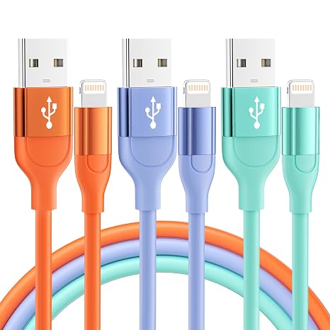 iPhone Charger 3Pack 10 FT Apple MFi Certified Lightning Cable Fast Charging iPhone Charger Cord Compatible with iPhone 14 13 12 11 Pro Max XR XS X 8 7 Plus SE iPad and More - Multicolor