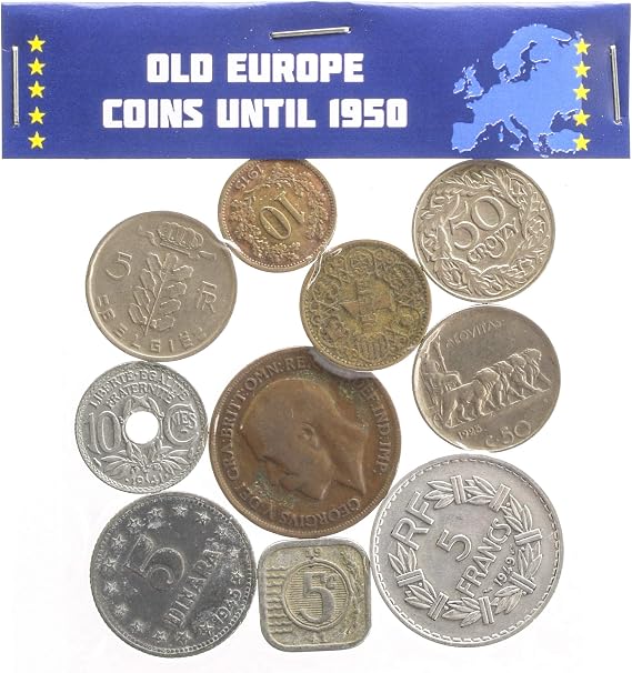 10 Coins from Old Europe Until 1950 Year Collectible Currency from 19-20 Century Pre - Euro Money | Old Collectible Coins for Coin Album Bank or Holders
