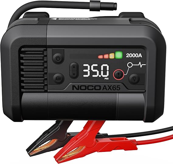 NOCO Boost Air AX65 2000A 12V Jump Starter, Air Compressor & Tire Inflator | 67 LPM, 2-Min Inflation, Spark-Proof & Reverse Polarity Protection, For Car, Truck, SUV, ATV, RV, 8.0L Gas & 6.0L Diesel