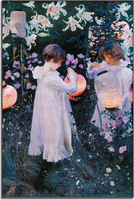 OKRA John Singer Sargent Canvas Wall Art Carnation, Lily, Lily, Rose Poster Vintage People Flowers Nature Landscape Poster Master Painting Print Room Aesthetic Wall Decorate Unframed(8x12in/20x30cm)
