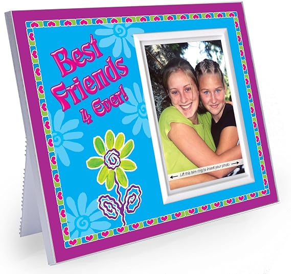 Expressly Yours! Best Friend Picture Frame - "Best Friends 4-Ever" Bright and Colorful Gift for your Bestie - Easy-Load Photo - Sized for Tabletop 8.25 x 7 Inches - Holds 3.5 x5 Photo.