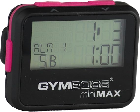 Gymboss miniMAX Interval Timer and Stopwatch - BLACK/PINK SOFTCOAT