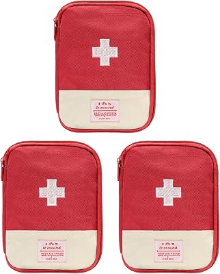 Faylapa 3Pcs Mini Empty First Aid Bag, 7x5 inches Travel Essentials Portable Medical Pouch Medicine Bag for Hiking, Home, Travel, Camping, Outdoor, Car, Office Bag Only