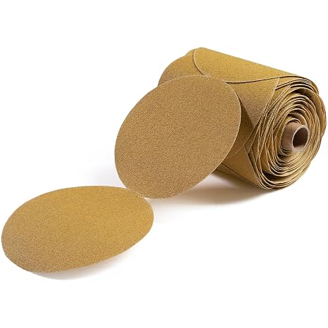 100 PCS 6 Inch Gold PSA Sanding Discs 60 Grit Self Adhesive Sticky-Back Sandpaper for DA Sander Automotive Car Paint Woodworking Wood Metal Finishing