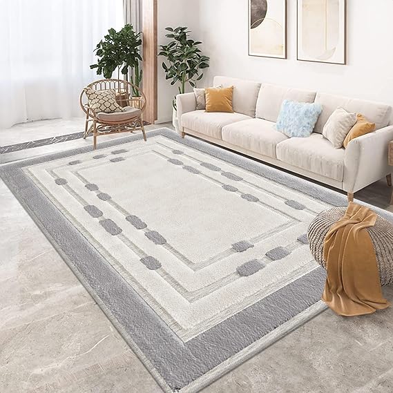 Cozy Haven Comfy Collection Rug – Large Washable Non-slip Carpet for living Room, Bedroom, Lounge Dining, Kitchen Thick Soft Modern Indoor Floor Rugs (Grey Des 3, 120x170 cm)