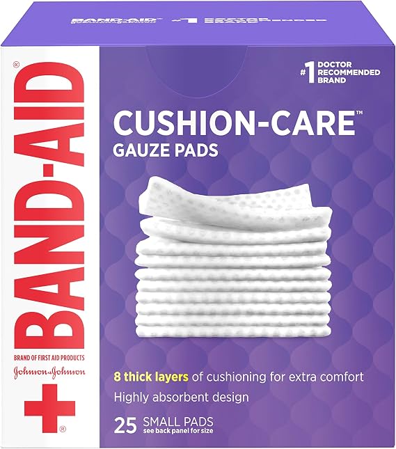 BAND-AID Brand CUSHION-CARETM Gauze Pads 2in x 2in, 25 count