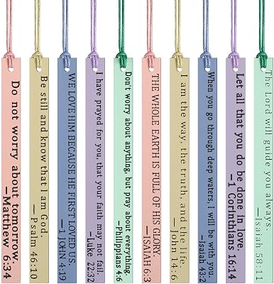 Laumoi 10 Pieces Christian Leather Bookmark for Women Men Leather Handmade Bible Bookmarks Religious Christian Gifts for Book Lovers Church Book Club SuppliesElegant,Macaron Color