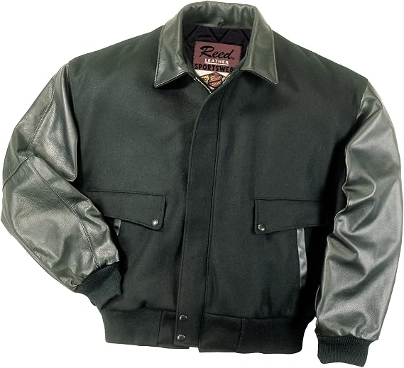 REED Men's Leather Wool Bomber Jacket Made in USA