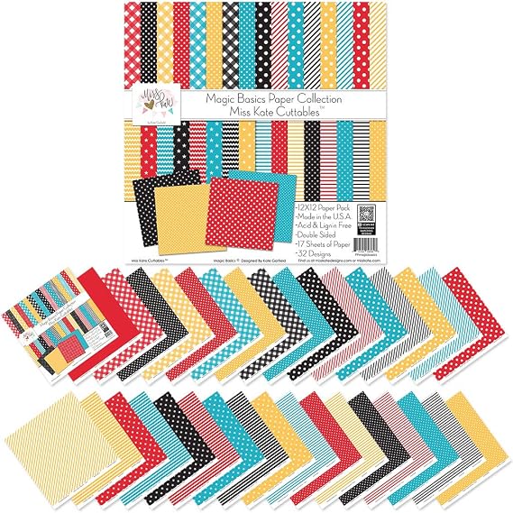 Pattern Paper Pack - Magic Basics - For Disney - 17 Double-Sided 12"x12" Collection Includes 34 Patterns - Scrapbooking Card Making Crafting - by Miss Kate Cuttables