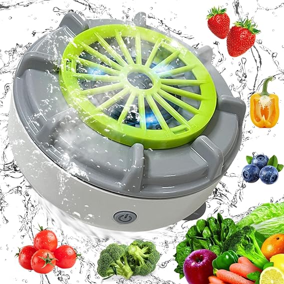 Fruit and Vegetable Washing Machine, Waterproof Fruit Cleaner Device with Suction Cup, Rechargeable Washer with Oh-Ion Purification Technology Cleaner Device
