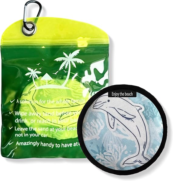 Beach Sand Remover, Sand Scrubber Gloves, Family Kids, Summer Holiday Essentials, Honeymoon Accessories, Cruise Gear, Holiday Essentials, Talc and Fragrance Free(Dolphin)