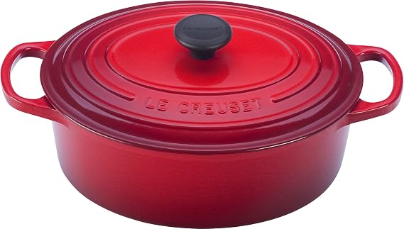 Le Creuset Enameled Cast Iron Signature Oval Dutch Oven, 5 qt, Cerise