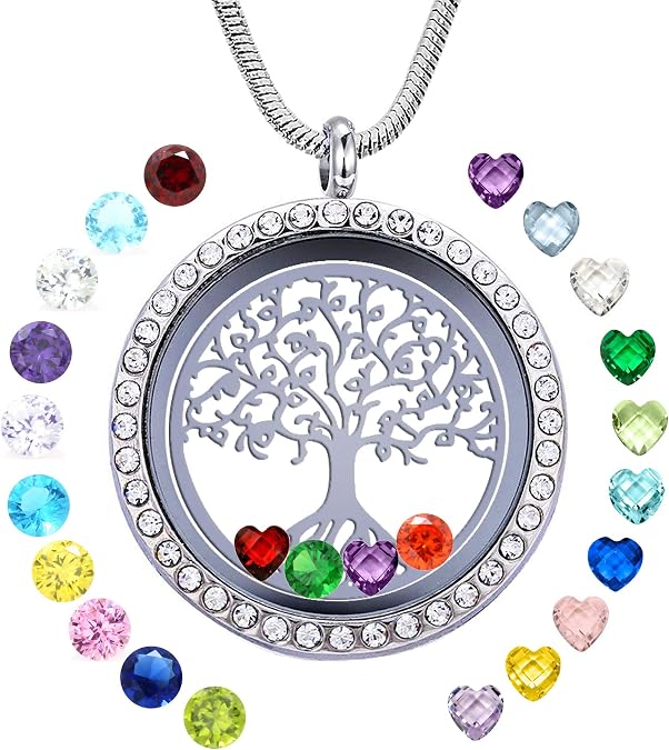GOKING Family Tree of Life Floating Locket Necklace for Mom Grandma