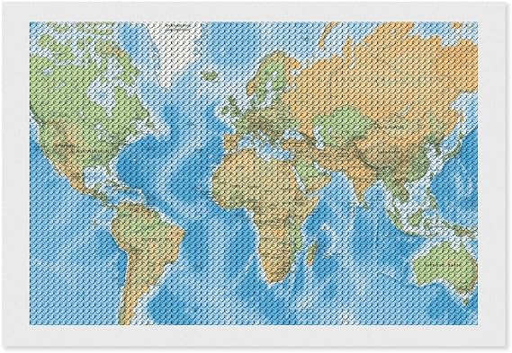 JTKBNVM World Map Diamond Art Kits for Adults Beginners Gem Art Painting Kits with Diamonds DIY 5D Full Drill Diamond Dots Paintings Craft Painting Kits for Home Wall Decor 8"x12"