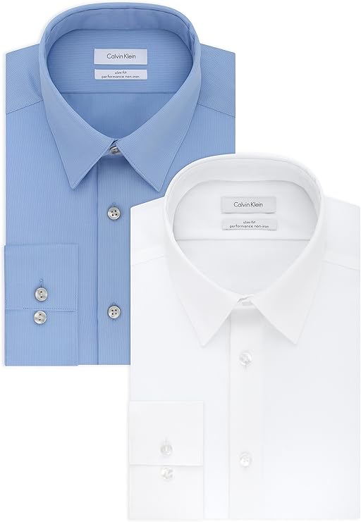 Calvin Klein Men's Dress Shirts Slim Fit Non Iron Solid