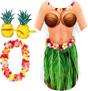 Jeyiour Womens Bikini Shirt Cover up Funny Bandana Headband Retro Sunglasses Eyewear Halloween Party Outfit