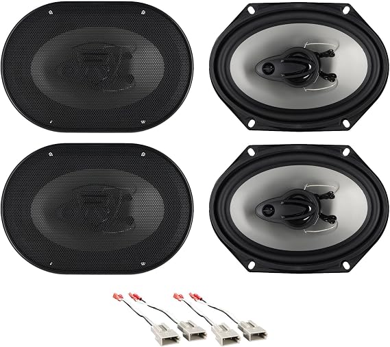 Audiosavings Bundle: (2) Pair Rockville RV68.3A 6x8 3-Way Car Speakers 900 Watts/170 Watts RMS CEA Rated Bundle with (2) 72-5512 Speaker Wire Harness Connector (4 Items)