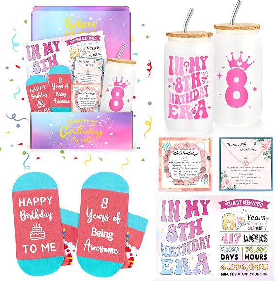 8 Year Old Girl Birthday Gift for 8 Years Old Girl Gifts Trendy 8th Birthday Gifts for Girls Cool Stuff Things Present for Eight Year Olds Girls Age 8 Gift Ideas Happy 8th Decorations Accessories